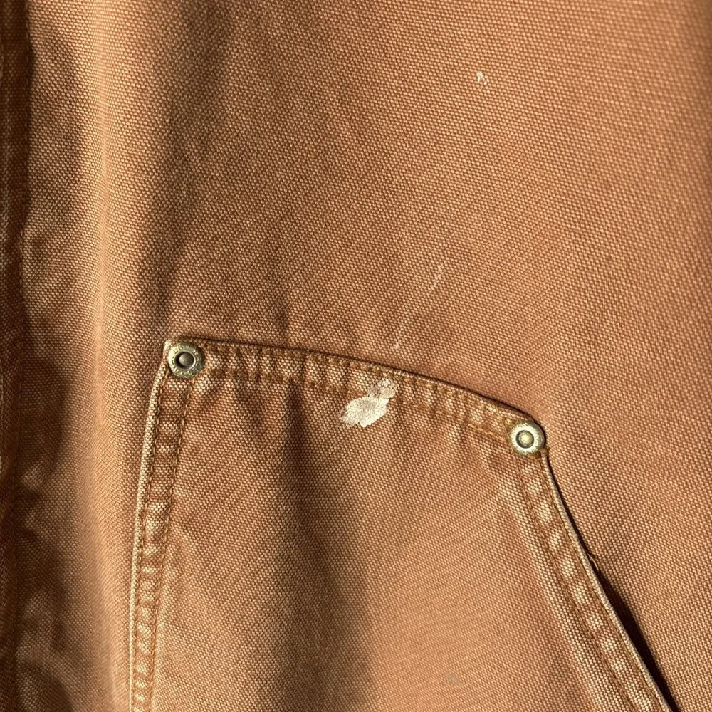 Vtg Walls Work Wear Jacket Men‎ 2XL Brown Duck Canvas Fleece Lined Hooded Grunge